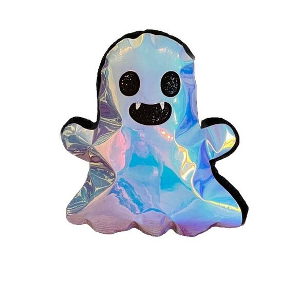ENVOGUE Iridescent Ghost Vampire Teeth Throw Pillow Halloween Glitter 16 x 15 - Picture 1 of 5